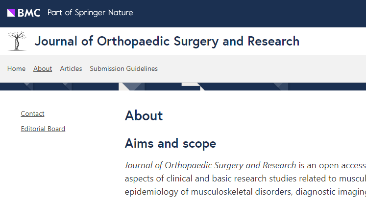 【论文】我院顾霄鹏、胡鸿等医师参与撰写的医学论文在SCI期刊Journal of Orthopaedic Surgery and Research上发表